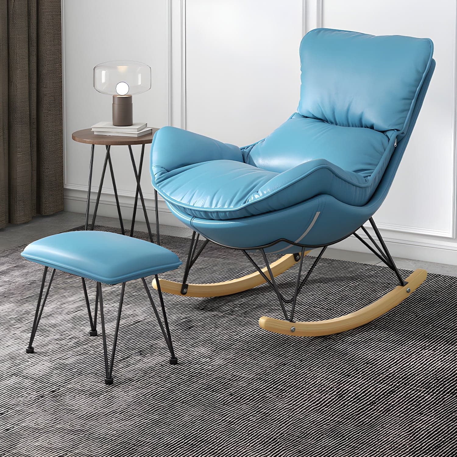 Solid Wood Rocking Chair Contemporary Rocker Chair with Padded Seat thumbnail 4