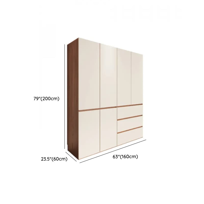 Beige Minimalist Manufactured Wood Wardrobe Closet with Soft Close Drawer, Soft Close Door, Interior Shelves, and Clothing Rod thumbnail 9