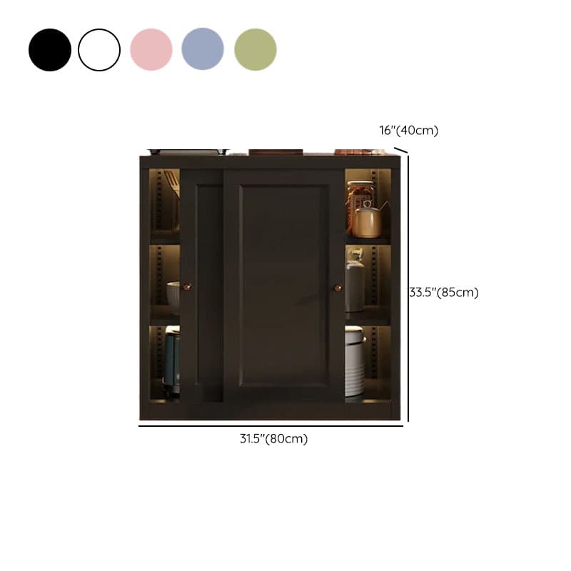 Art Deco Standard/Wide Oven Cabinet with Kitchen Cupboards, Iron Countertop, and Adjustable Sliding Doors thumbnail 10