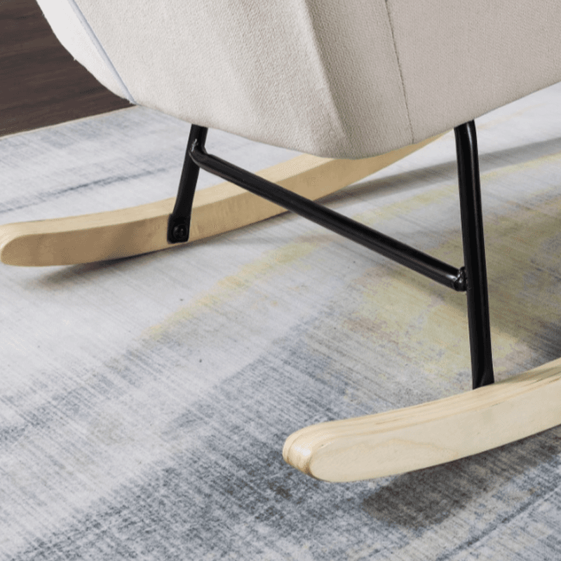 Simplistic Scratch-immune Padded Recessed Arm Ottoman Upholstered 2 Piece Set Bedroom Rocking Chair thumbnail 13