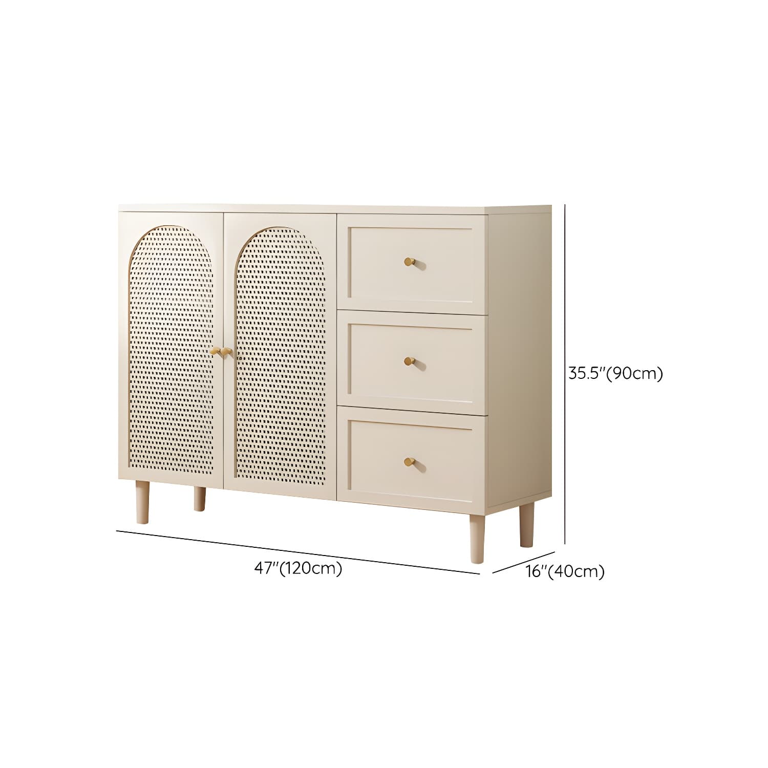 White Modern Wood Sideboard Credenza with Cabinets and Shelves Included thumbnail 17