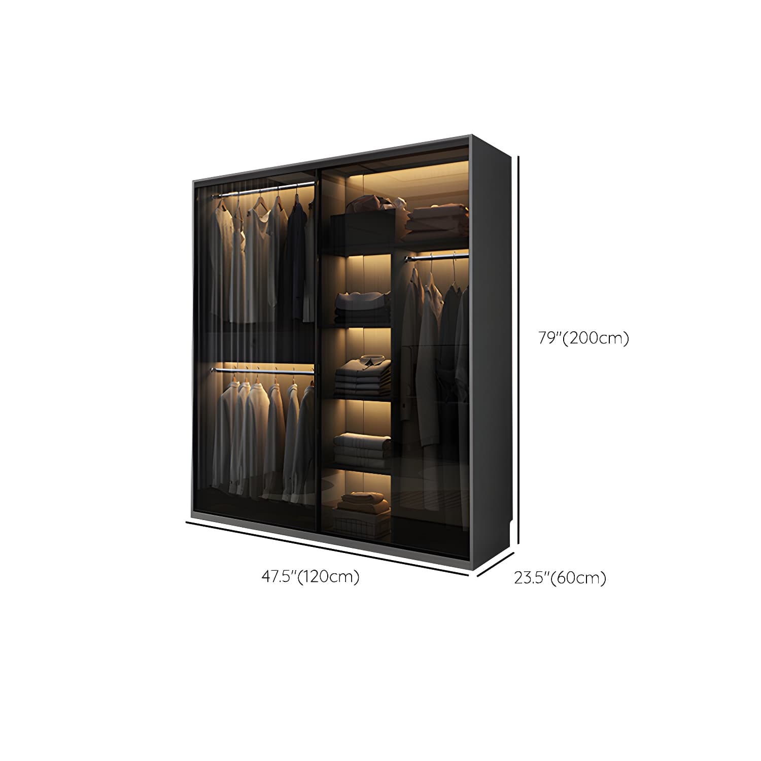Glass and Wood Wardrobe Armoire Contemporary Wardrobe Cabinet thumbnail 9