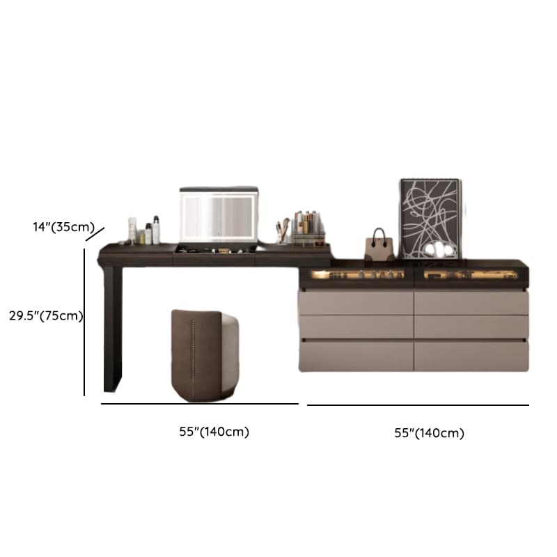 Space-saving Vanity Set with 7/11 Drawers, Lighting, Dividers, 2-in-1 Design, and Adjustable Touch Brightness thumbnail 26