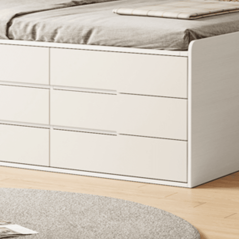 White Contemporary Solid Color Panel Bed with Lumber Slats for Bedroom thumbnail 5