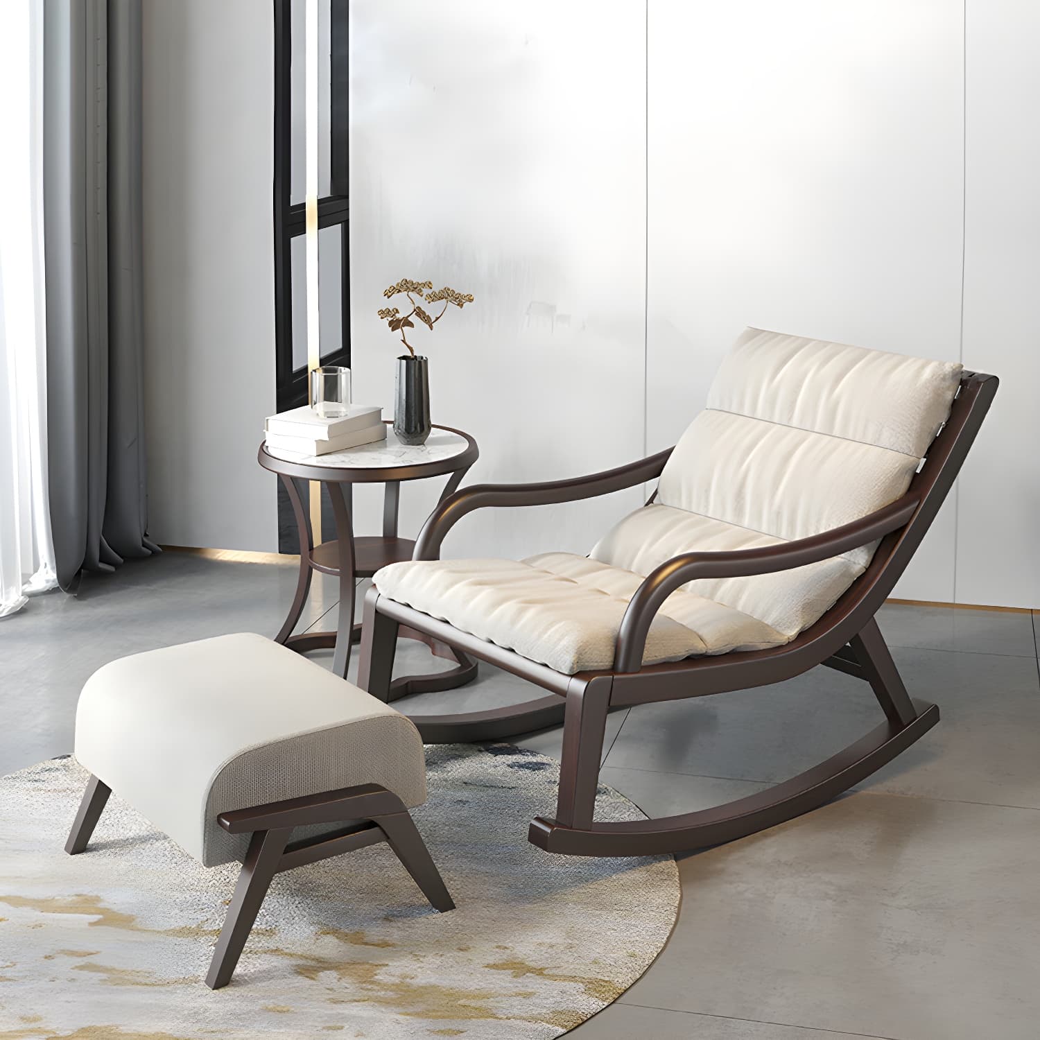 Reclining Solid Wood Living Room with Dark Legs Traditional Rocking Chair thumbnail 18