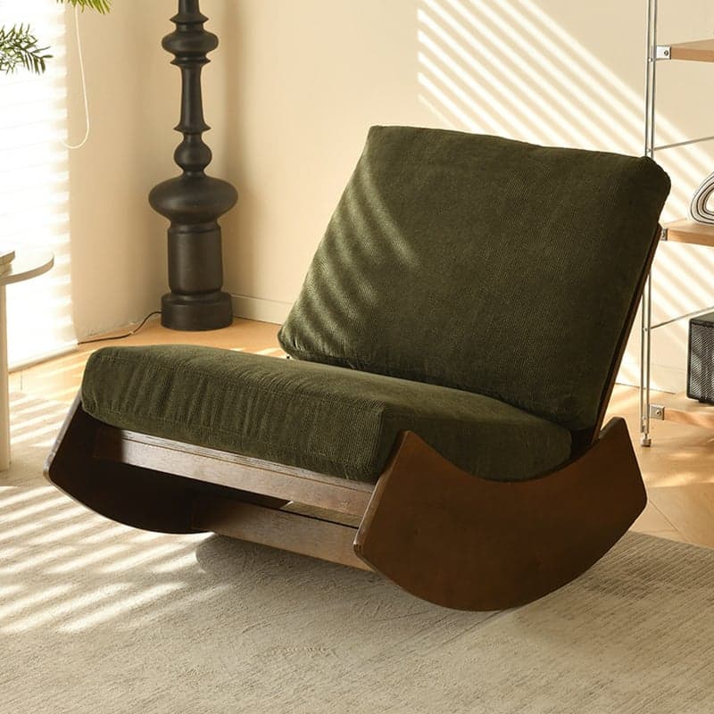 Dove Grey/Amber Color Modish Rocking Seat Upholstered and Scratch-proof Stationary with Spindle Back and Rear thumbnail 2