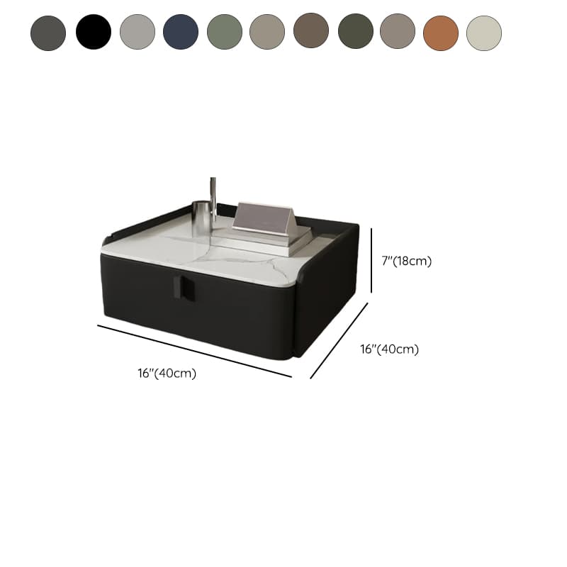 Organic Modern Bedside Cabinet Nightstand with 1 Drawer, Stone Countertop, and Hanging Shelf thumbnail 18