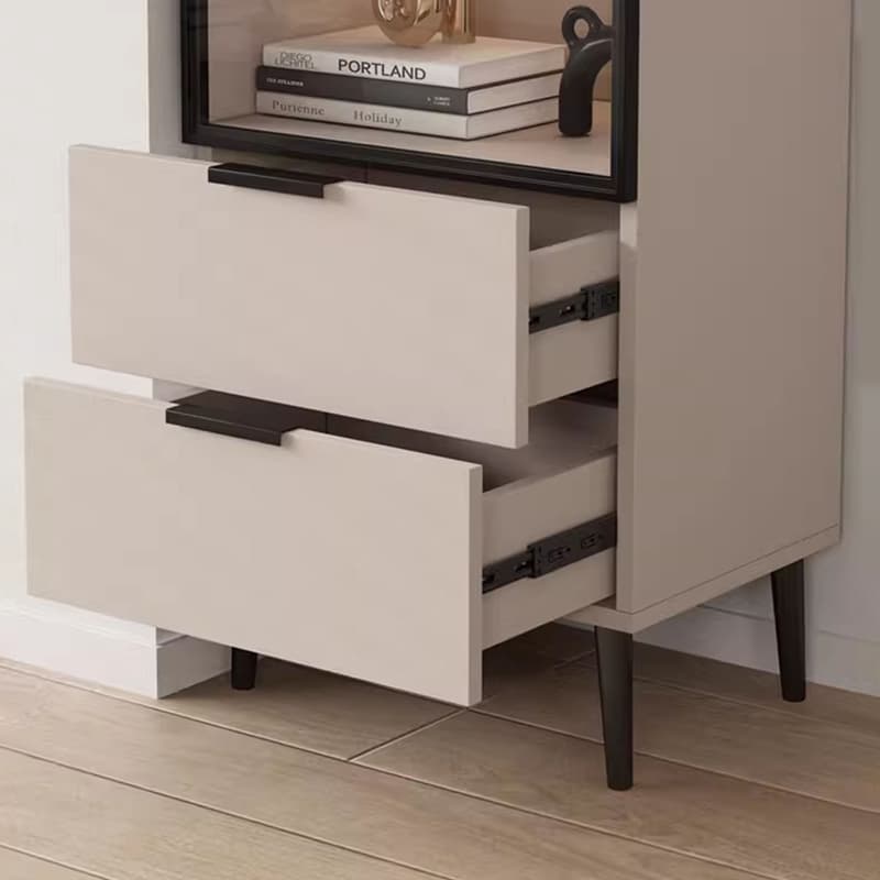 Simple Rectangular Damp-proof Accent Cabinet with Closet, Glazed Door, Chalk/Sand Top, and Soft Close Drawer thumbnail 7