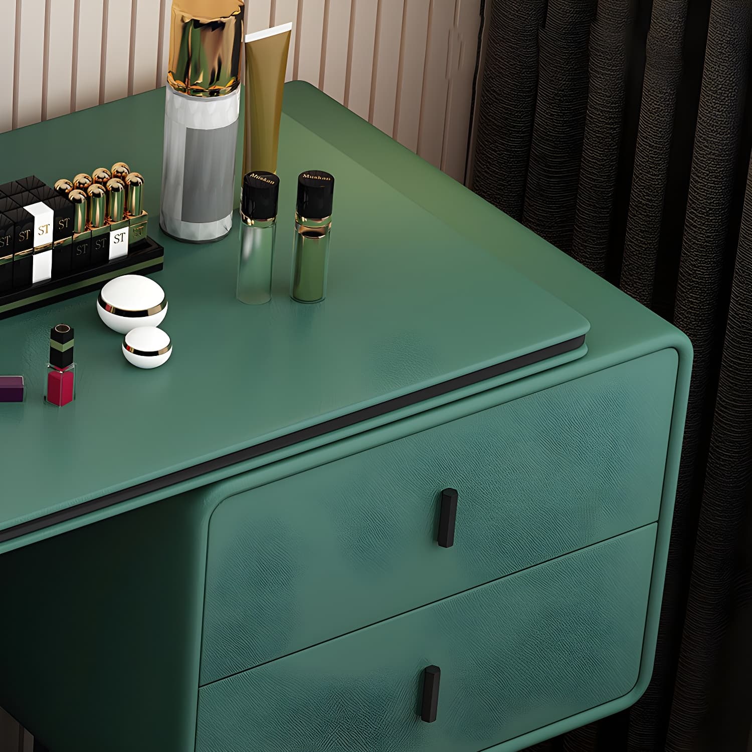 Glam Style 2-Drawer Solid Color Dressing Table Mirror Make-up Vanity thumbnail 11