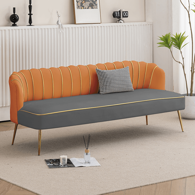 Modish Solid Color Stain Resistant Standard Sofa/Loveseat in Grey/Beige/Amber Color for 2/4-seater/3-seater with 1 Pillow thumbnail 6