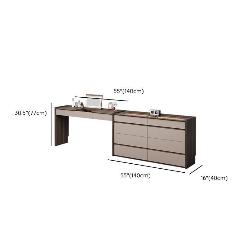 Multi-Purpose Vanity Set with 10 Drawers, Lighting, Push-Pull, 2-in-1 Functionality, Adjustable Touch and Brightness thumbnail 14