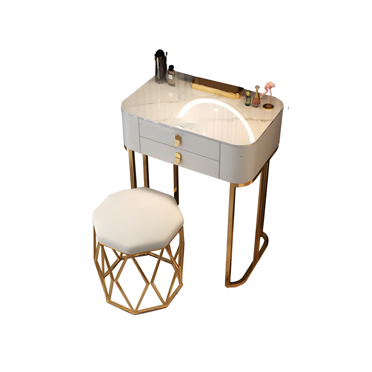 Luxurious Vanity Dressing Table Solid Wood Vanity Set with Stool and Mirror thumbnail 14