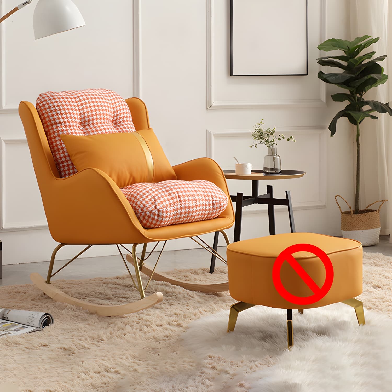 Modern Rocking Chair Metal Frame Doll Cotton Filling Spindle Rocker Chair thumbnail 11