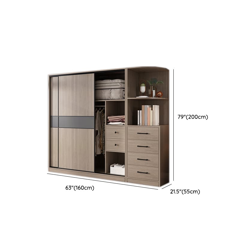 Rustic Brown Self-supporting Armoire Cabinet Pine with Shelves thumbnail 23