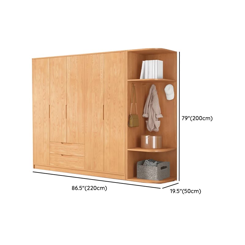 Wood Color Nordic Unfixed Wardrobe Closet thumbnail 44