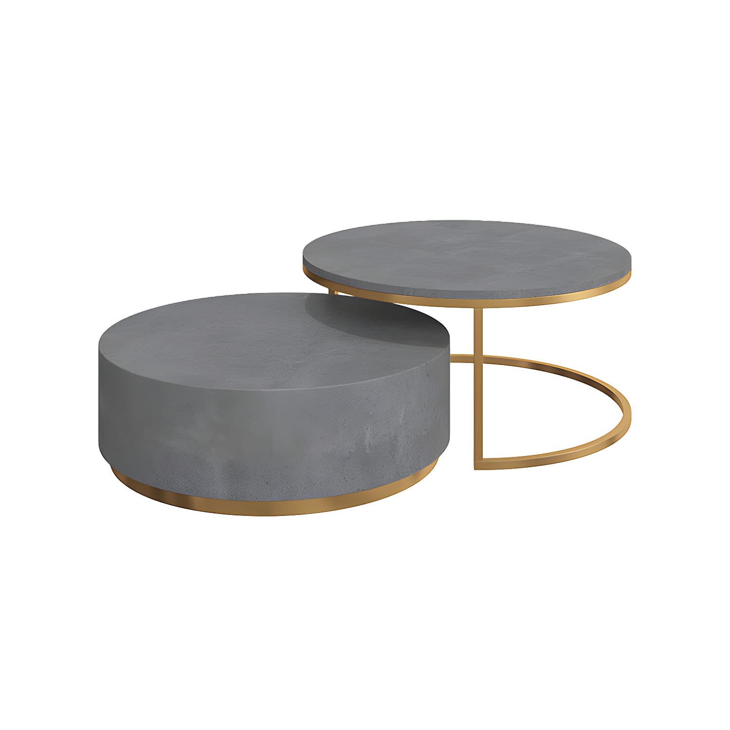 Drum Base Design Black/grey Faux Concrete Top Metal Base Round Coffee Table thumbnail 8