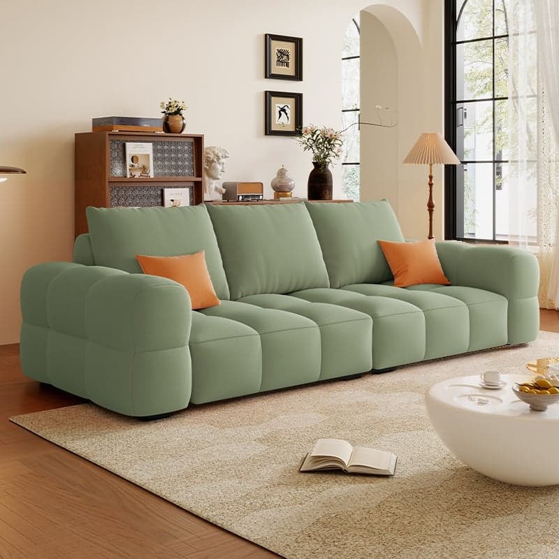 Contemporary Solid Color Tear Resistant Standard Sofa in Light Gray/Ivory/Coffee for 5/4 with 2 Pillows thumbnail 5
