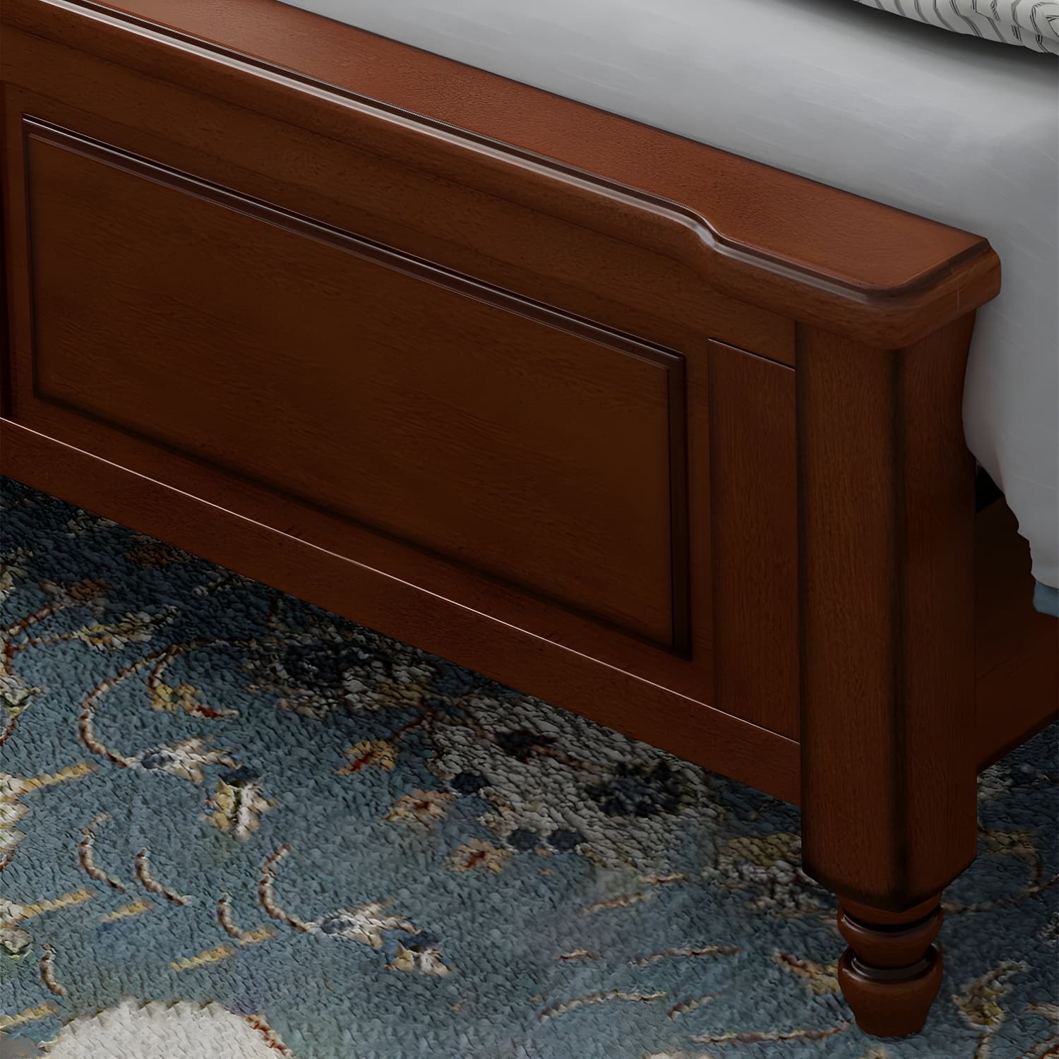 Contemporary Brown Bed Frame Solid Wood Bed with Arched Headboard thumbnail 7