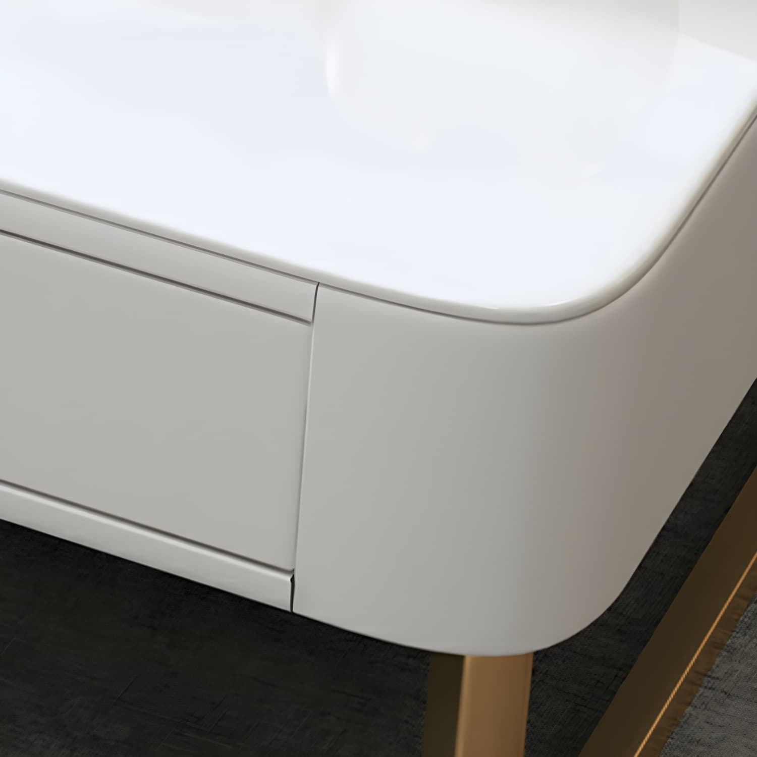 Glam Style Square Coffee Table with Drawer in Metal Frame Base thumbnail 10