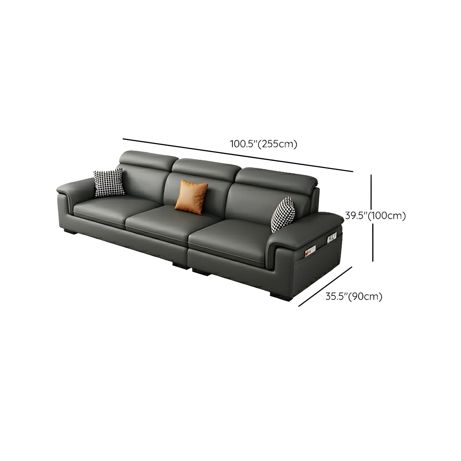 Modern Gray Stationary Sectional Sofa with Pillow Top Arm and Storage thumbnail 18