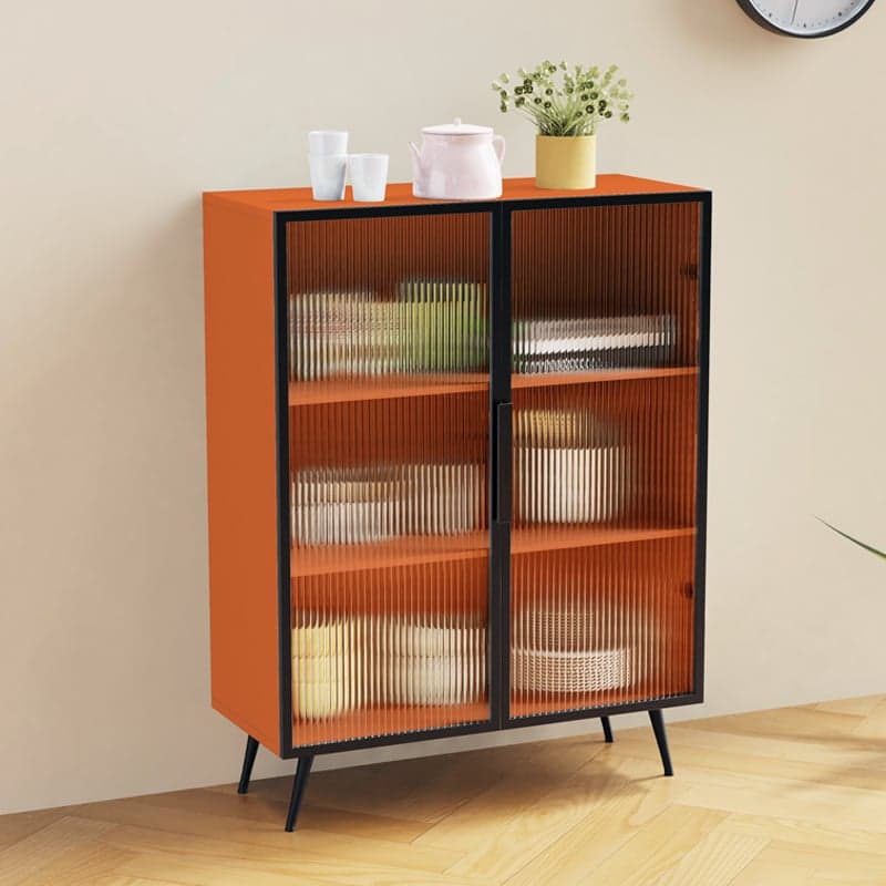 Contemporary Metal Floor-mounted Sideboard with Vertical Glass Doors thumbnail 5