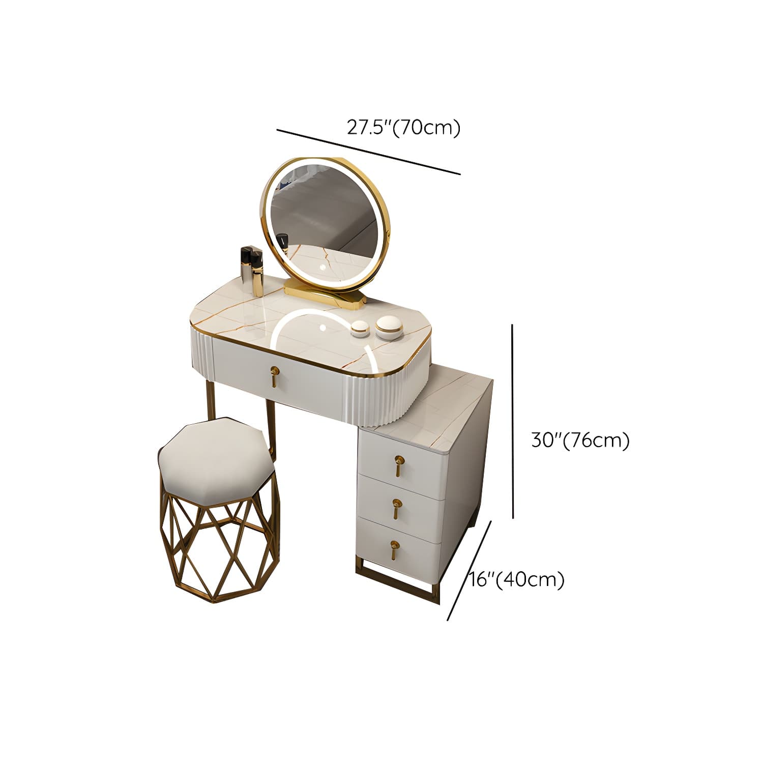 Contemporary Makeup Vanity Desk Table 29.9" H Bedroom Makeup Counter thumbnail 36
