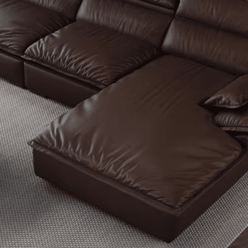 L-Shape Leather Sofa Recliner in White/Espresso/Beige with Right Hand Facing Orientation thumbnail 11