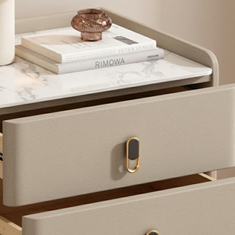 Modern Faux Leather Bachelor's Chest with Stone Countertop, 3 Drawers thumbnail 17