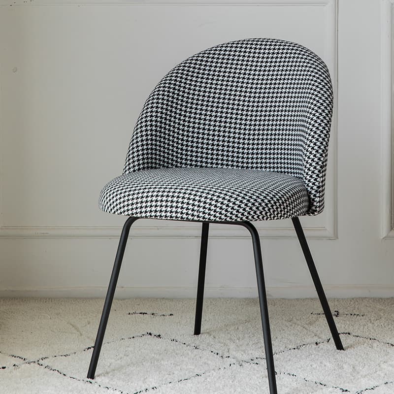 Unwavering Textile Upholstered Side Chair with Solid Back and Foot Pads for Dining Room in a Lavish Style thumbnail 4