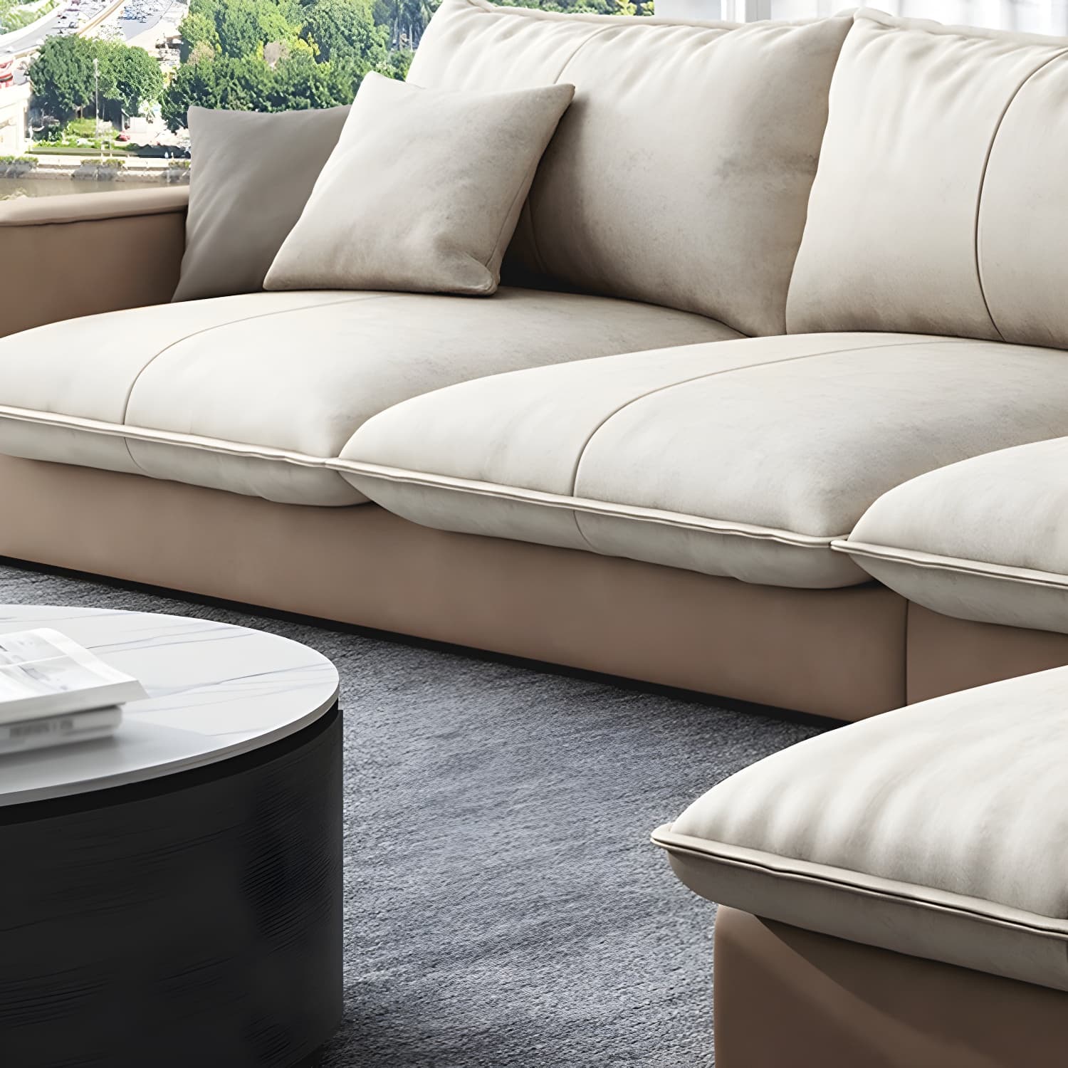 Assembled Living Room Square Arm Modular Contemporary Sofa & Chaise thumbnail 14