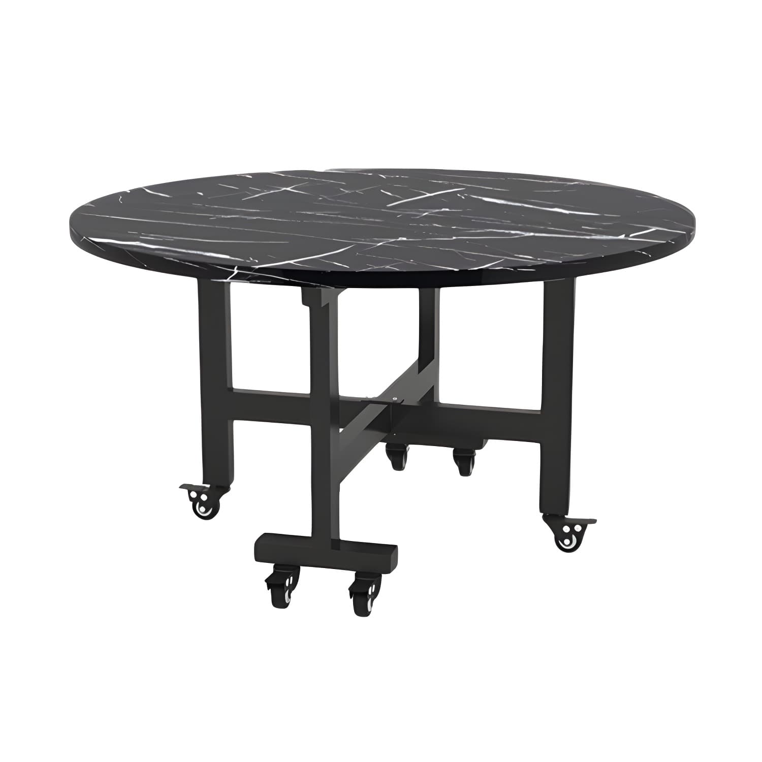 Mid-Century Round Shape Table MDF Folding Standard Dining Table for Kitchen thumbnail 1
