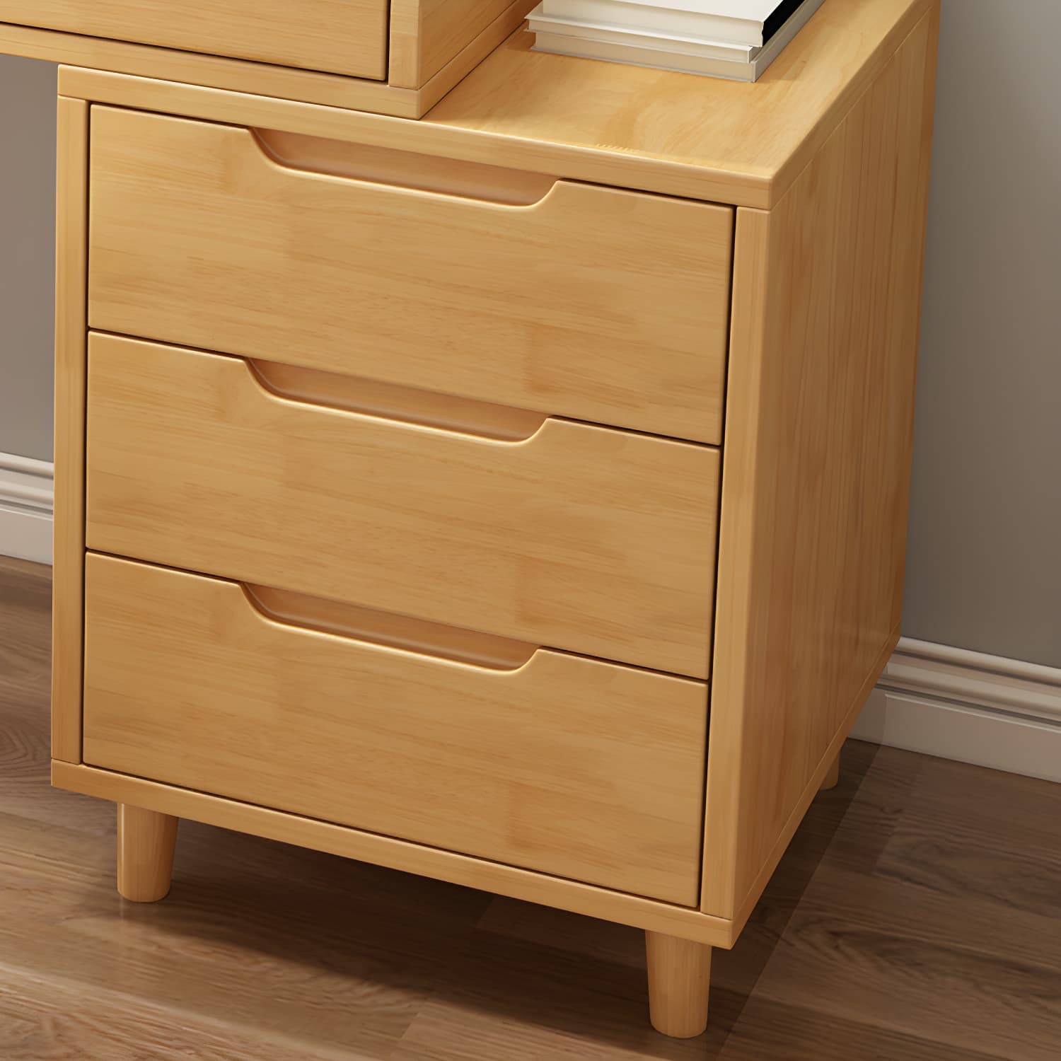 Solid Wood 1/4-Drawer Vanity Makeup Table with Mirror and Stool - 17.72" D thumbnail 12