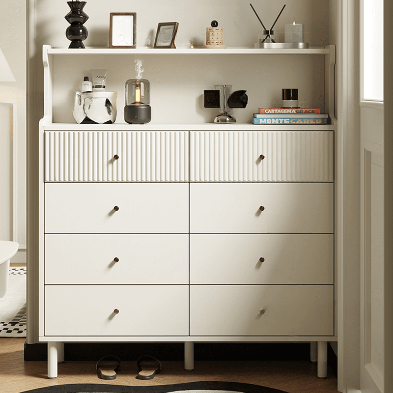 Chalk Casual Raw Wood Console Dresser/Bachelor Chest with Shelves, 8 Drawers/4 Drawers, Vertical Orientation thumbnail 3