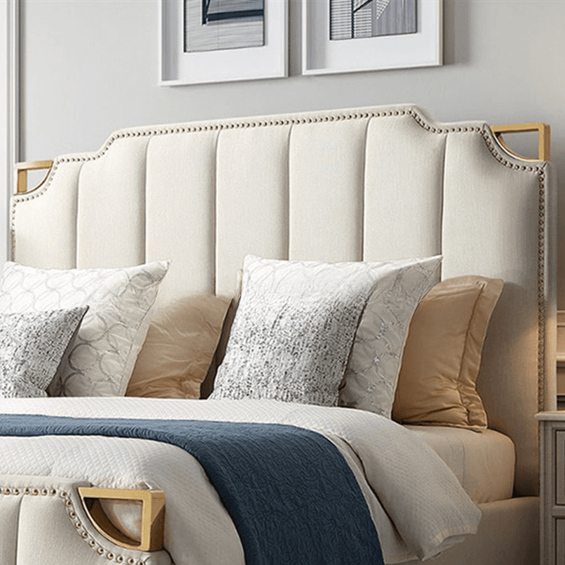 No Distressing Twin XL/Full/Queen Panel Headboard with Nailhead Border, Portman Shape, Sponge Fill, Wall Mounted, Low Height thumbnail 7