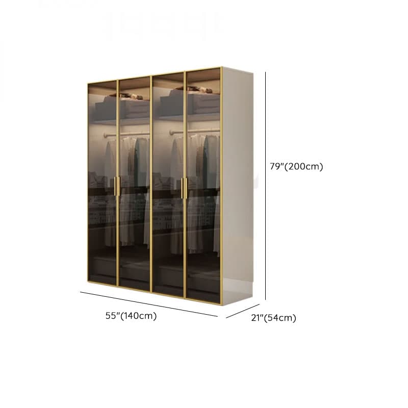 White Trendy Reclaimed Wood Almirah with Soft Close Drawer, Interior Shelves, and Hanging Rod thumbnail 13