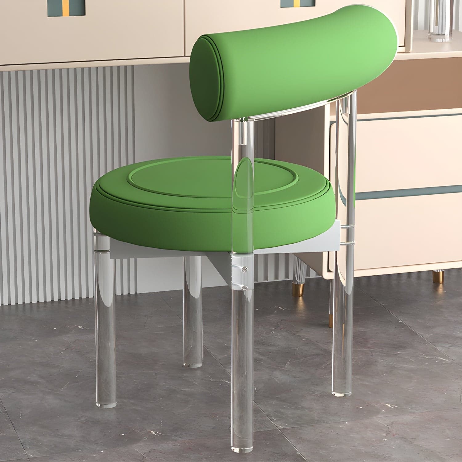 Clear Leg Modern Side Chair with Low Back and Upholstered Polyurethane Seat thumbnail 7