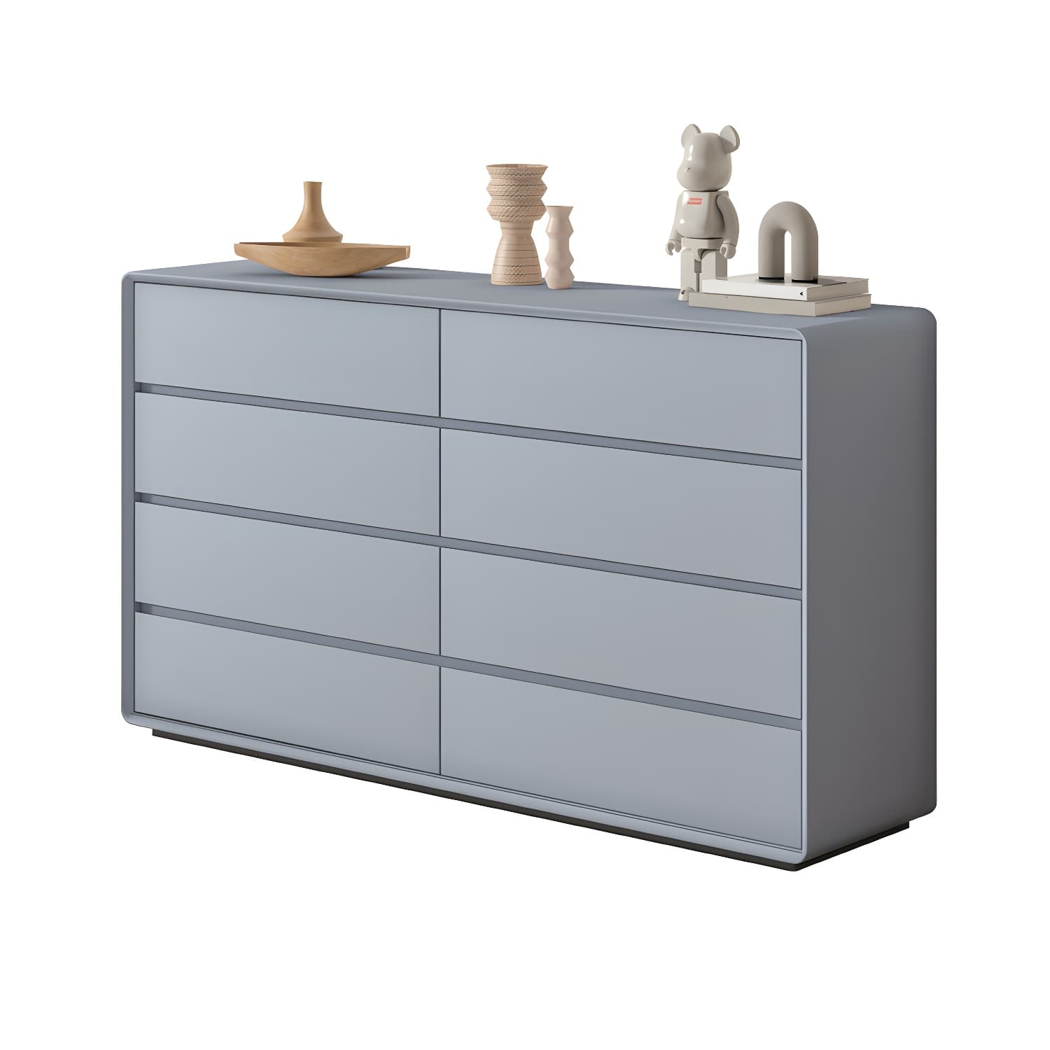 Modern Double Dresser with Drawers - Wood Finish, Horizontal Orientation, No Distressing