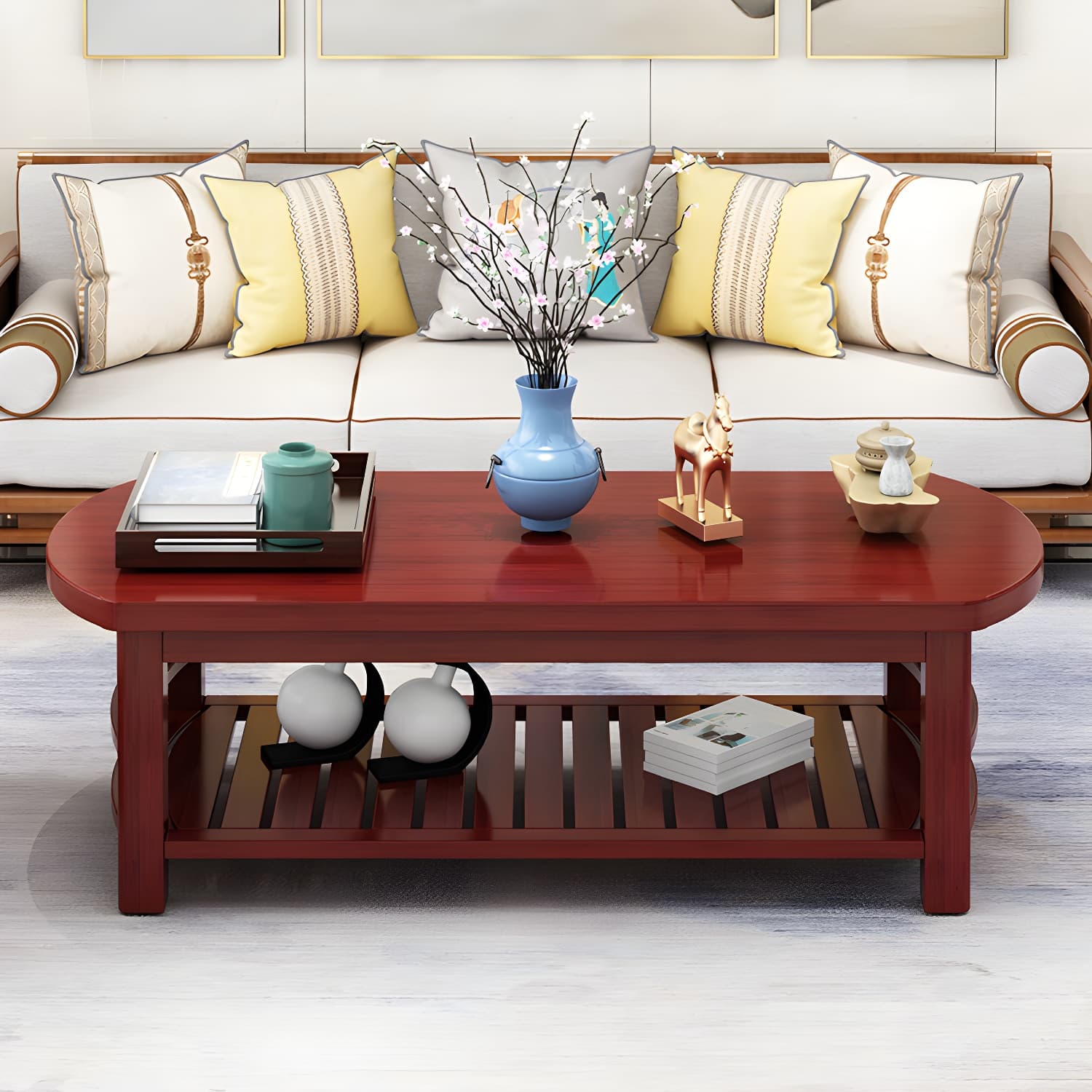 Contemporary Coffee Table Storage Solid Wood Coffee Cocktail Table thumbnail 8