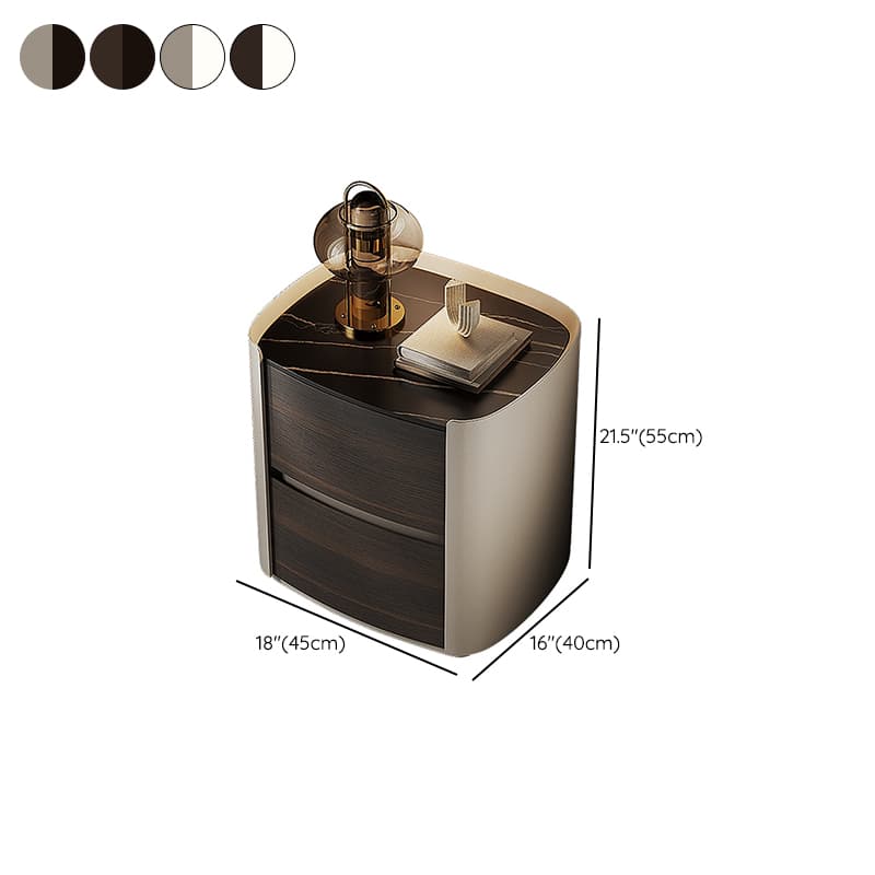 Contemporary Sintered Stone Countertop 2 Drawers Nightstand With Drawer Organization thumbnail 15