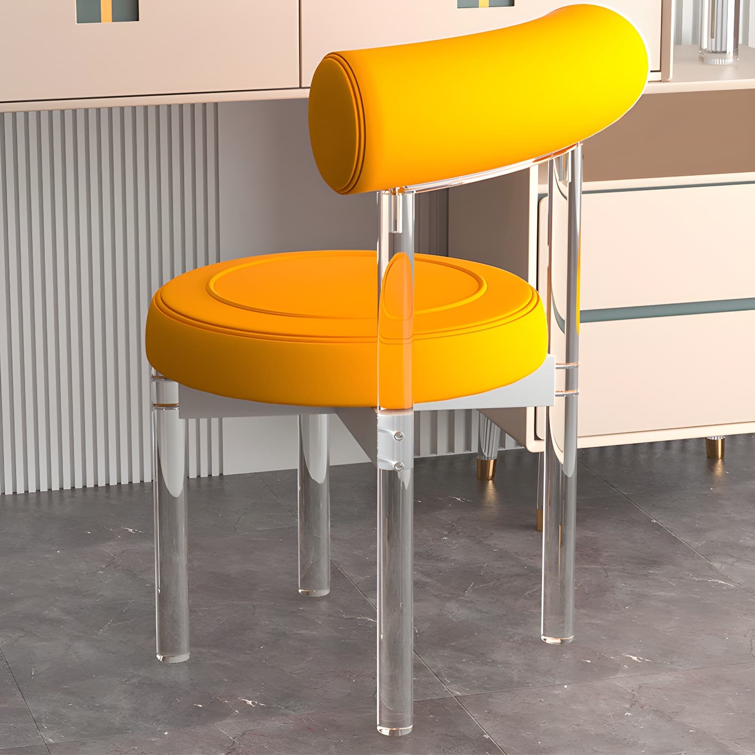 Clear Leg Modern Side Chair with Low Back and Upholstered Polyurethane Seat thumbnail 10