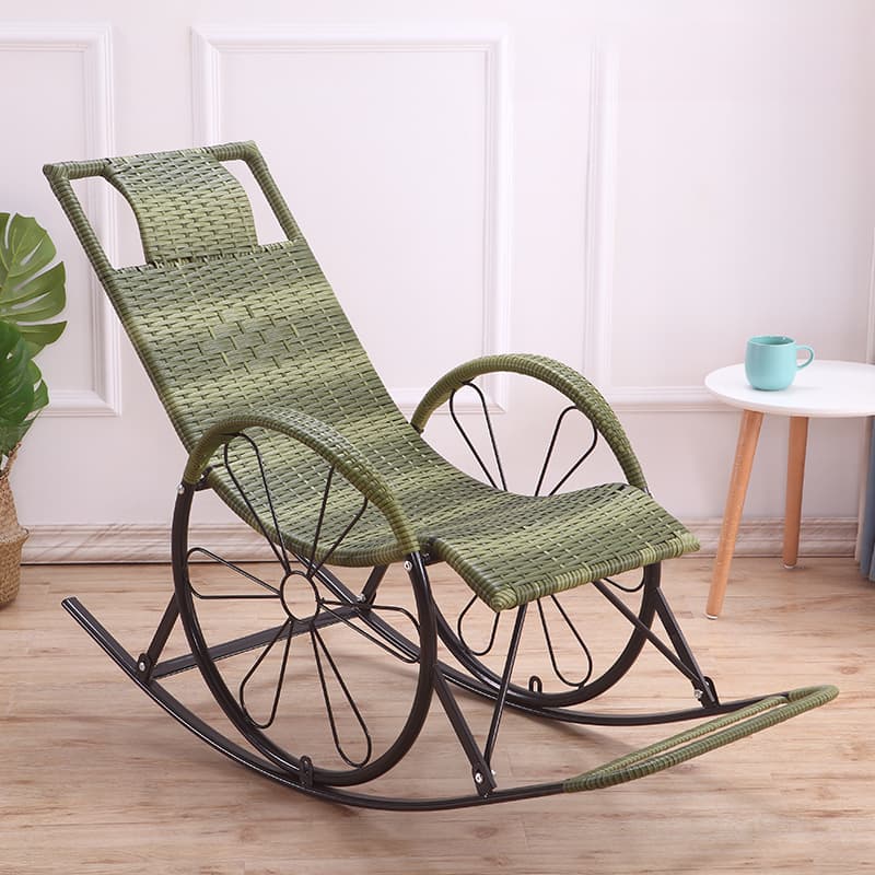 Ergonomic Wicker Front Porch Rocking Chairs with Rear Back, Stationary thumbnail 13