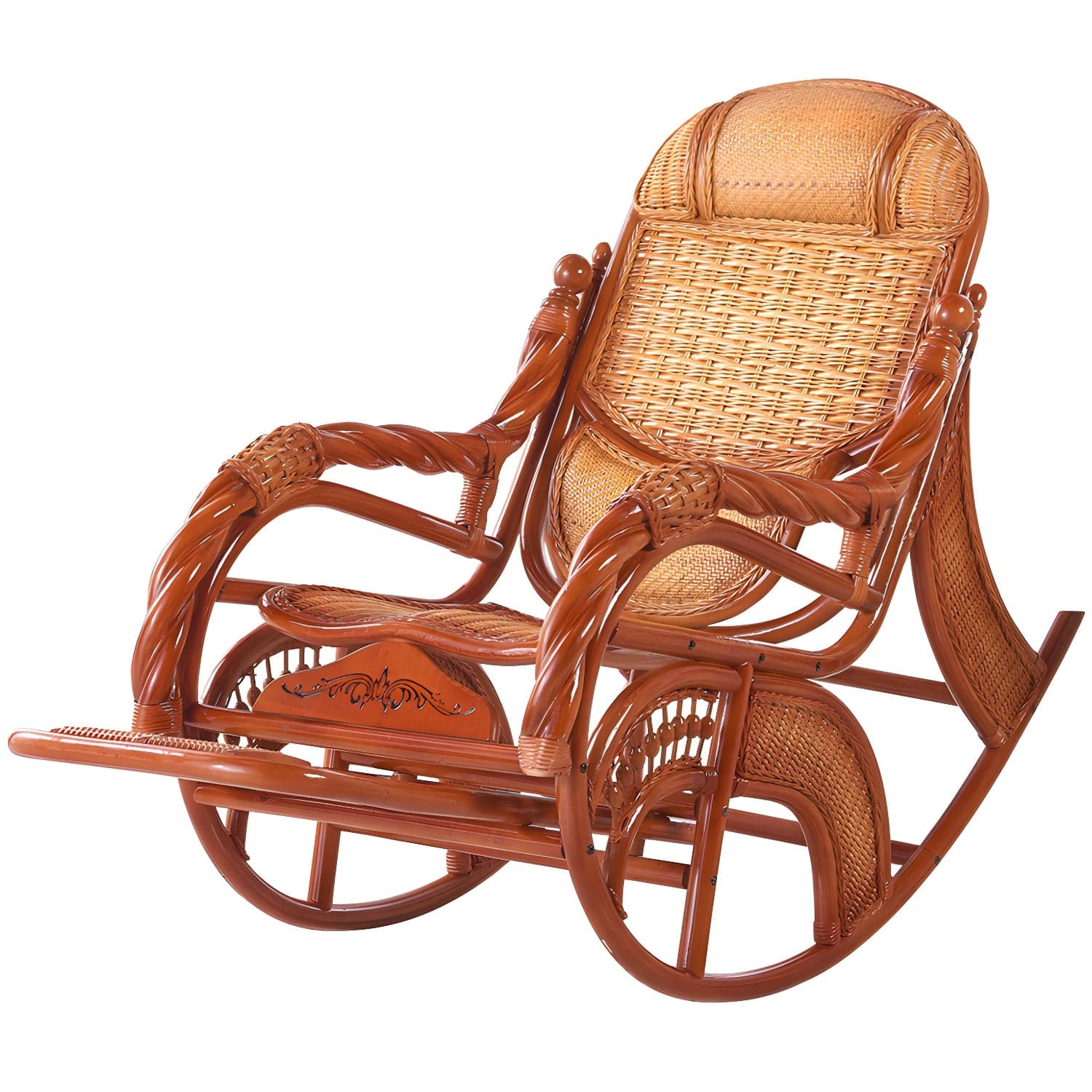 Traditional Spindle Rocking Accent Chair Tobacco Finish Rocker Chair Reclining thumbnail 8
