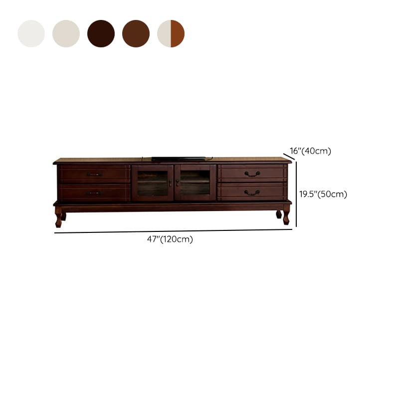 2 Tiers & 2-Door Rectangle Matte Solid Wood+Manufactured Wood Adjustable Shelf TV Stand for Living Room thumbnail 15