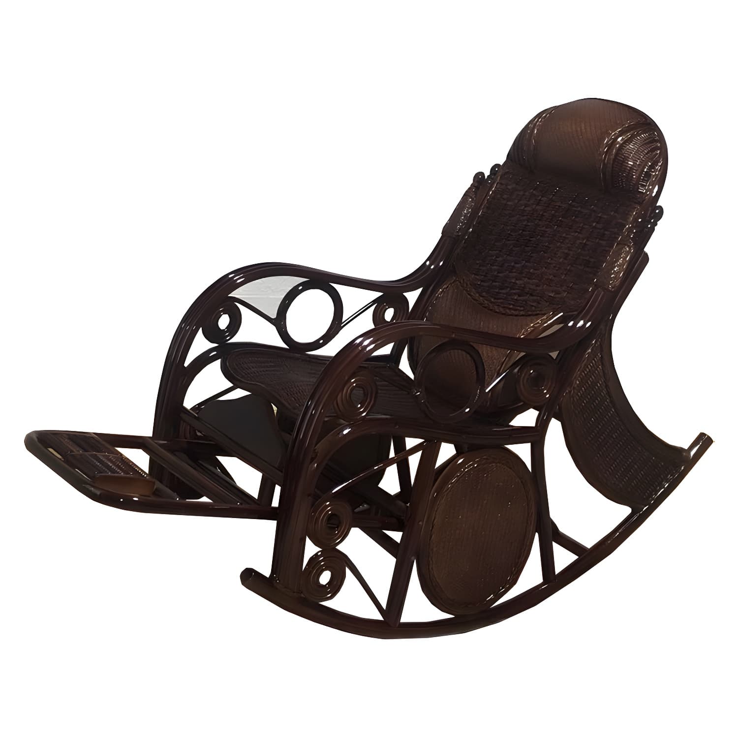 Traditional Rocking Chair Rattan Solid Color Spindle Backrest Indoor Rocking Chair thumbnail 13
