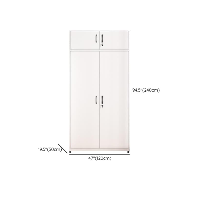 White Modish Steel Independent Armoire Cabinet with Adaptable Shelf, Soft Close Door, and Clothing Rod thumbnail 13