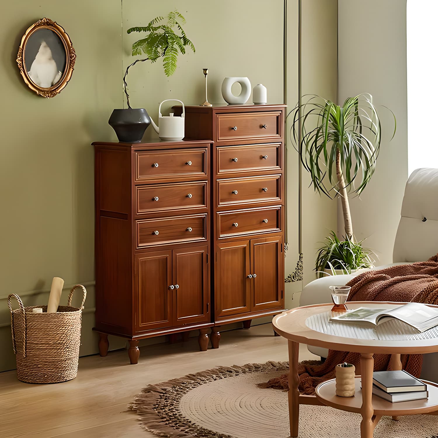 Mid-Century Modern Rectangular Wood Accent Cabinet with 1 Cabinet and Drawers thumbnail 6