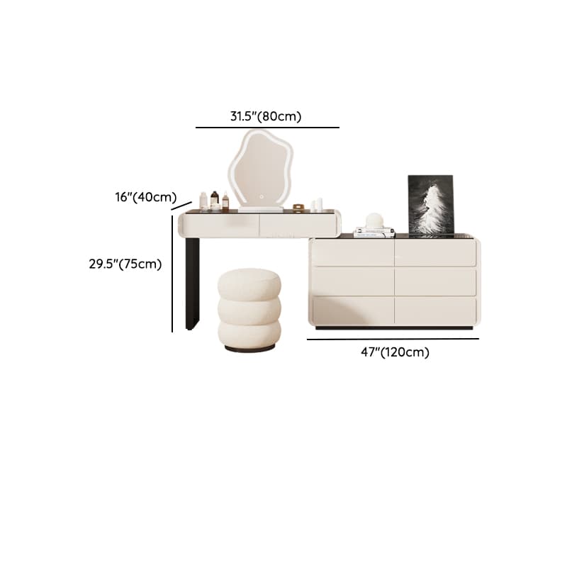 Large/Standard Vanity Set with Vitreous Table Top, White Seating, 8/5 Drawers, Mirror Lights, and Scalable Lighting thumbnail 12