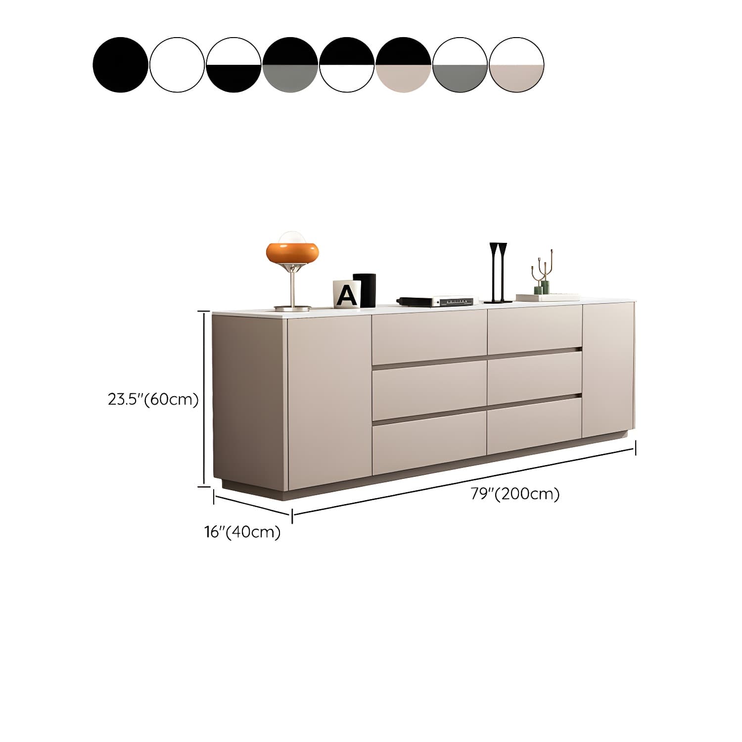 Modern Stone TV Stand with 6 Drawers and 2 Cabinets - Sleek and Stylish Design thumbnail 17