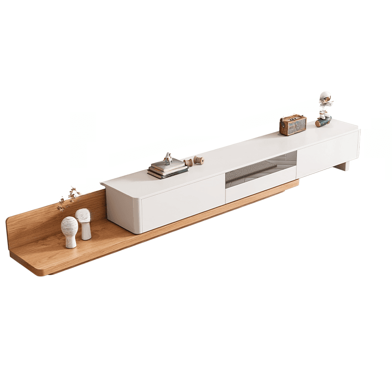 Art Deco Real Wood TV Stand with Shelf, 2 Drawers, Locker, and Cable Management thumbnail 5