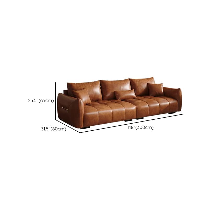 Contemporary Cocoa Standard Sofa Stain Resistant Solid Color with 2 Pillows for 5-seater/Seats 4/3-seater thumbnail 26